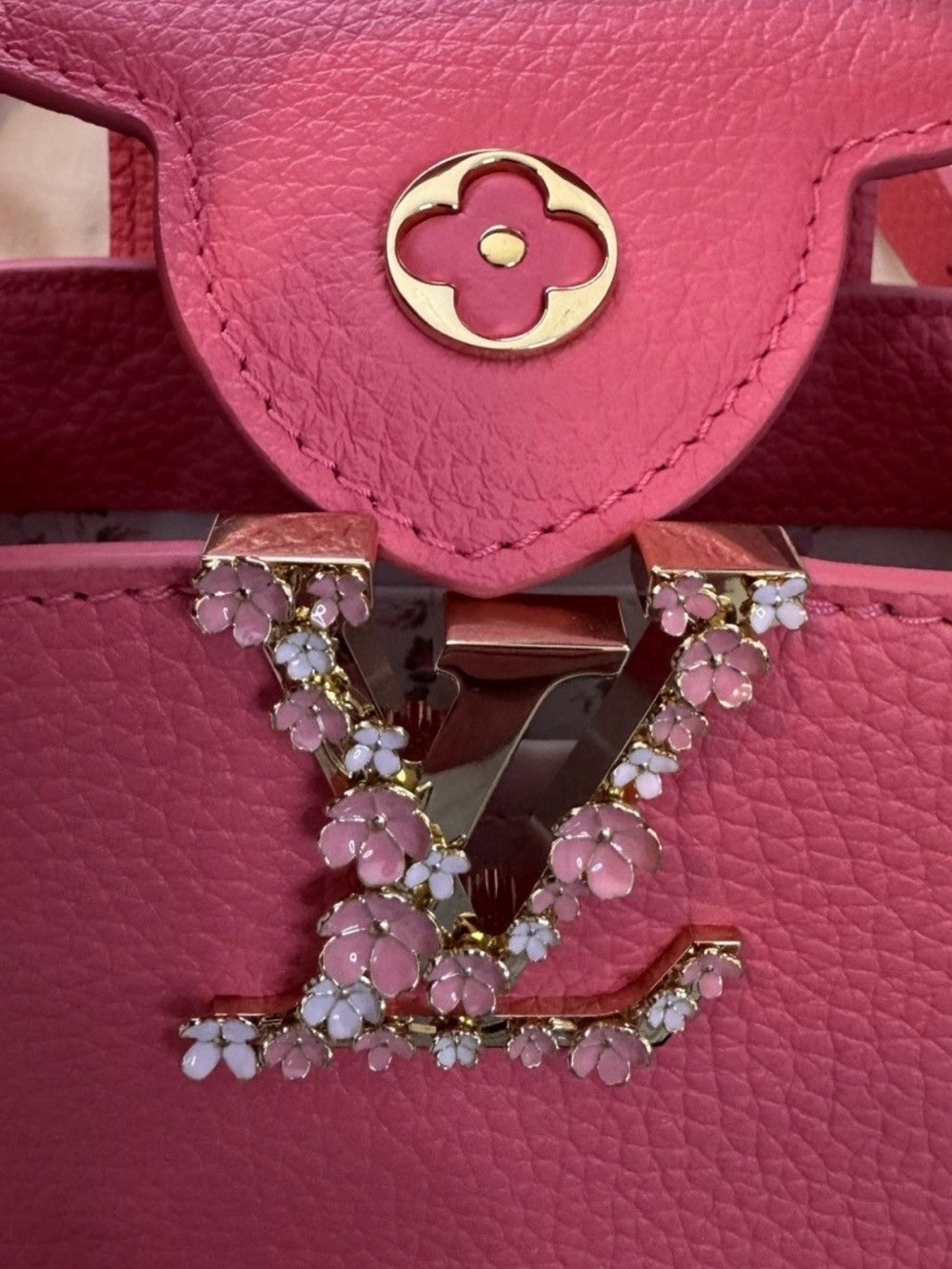 Louis Vuitton Pink Taurillon Mini Top Handle Bag with Crystal LV Logo - Picture 9 of 15